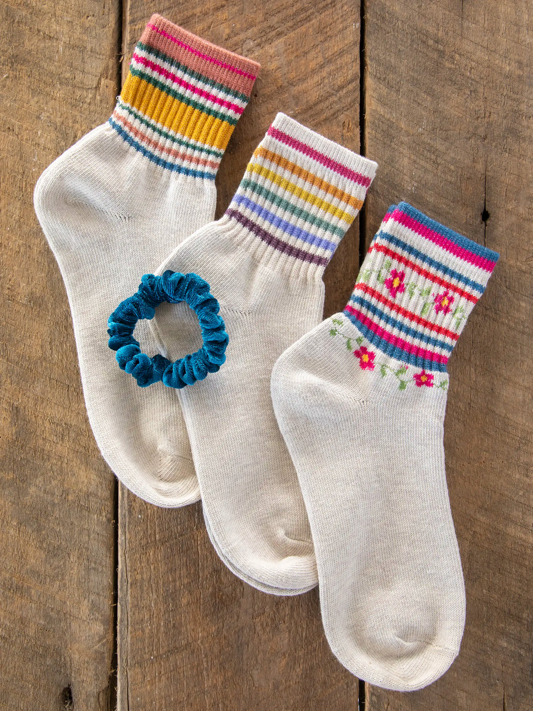 Striped Retro Crew Socks, Set of 3 | Natural Life