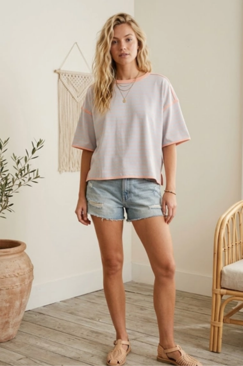 Striped Relaxed Fit Knit Tee