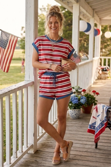 Americana Striped Relaxed Fit Top | Final Sale