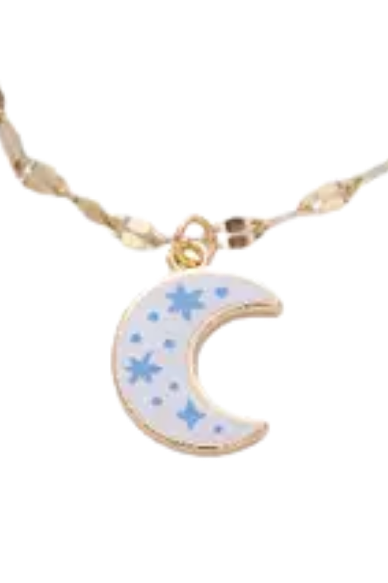 Anchor Link Chain Necklace + Moon Pendant