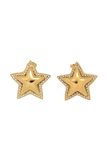 Gold Puffy Celestial Stud Earrings