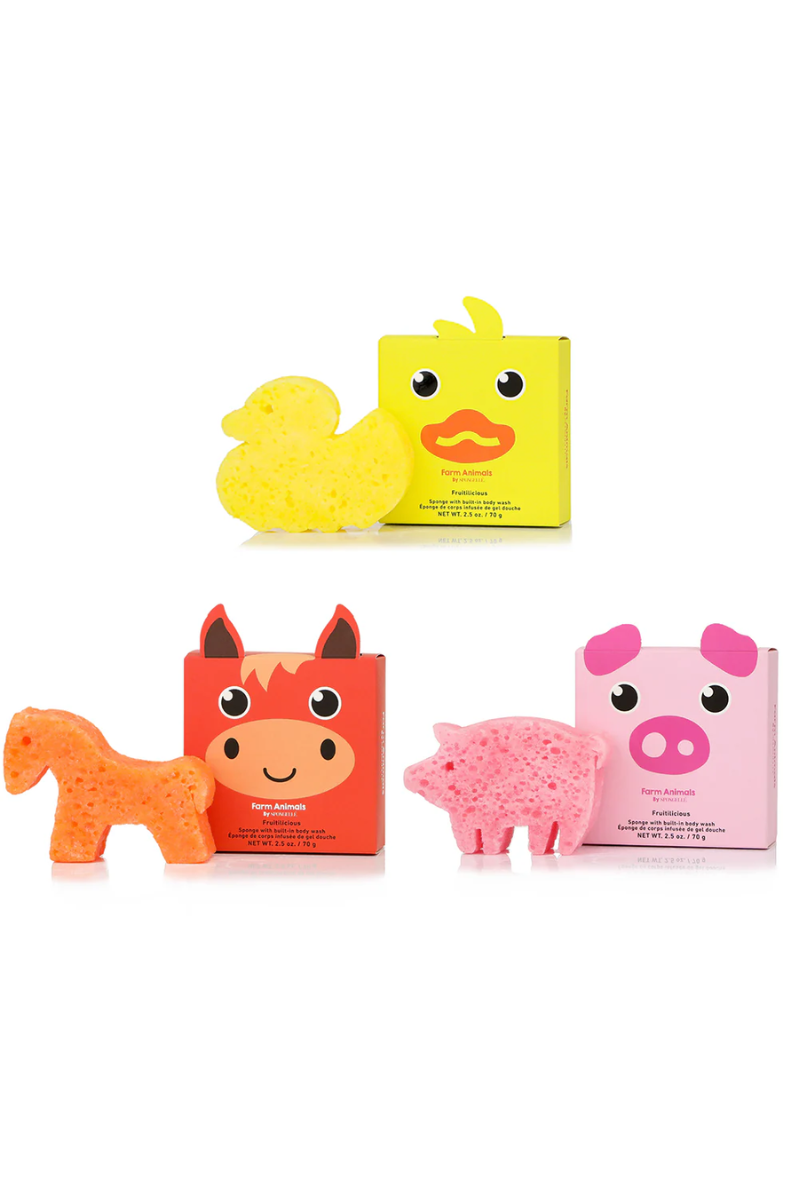 Farm Animals Bath Sponge + Built-In Cleanser | Spongell¨¦