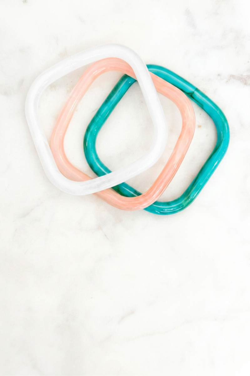 Vintage Marbled Resin Square Bangle Bracelet