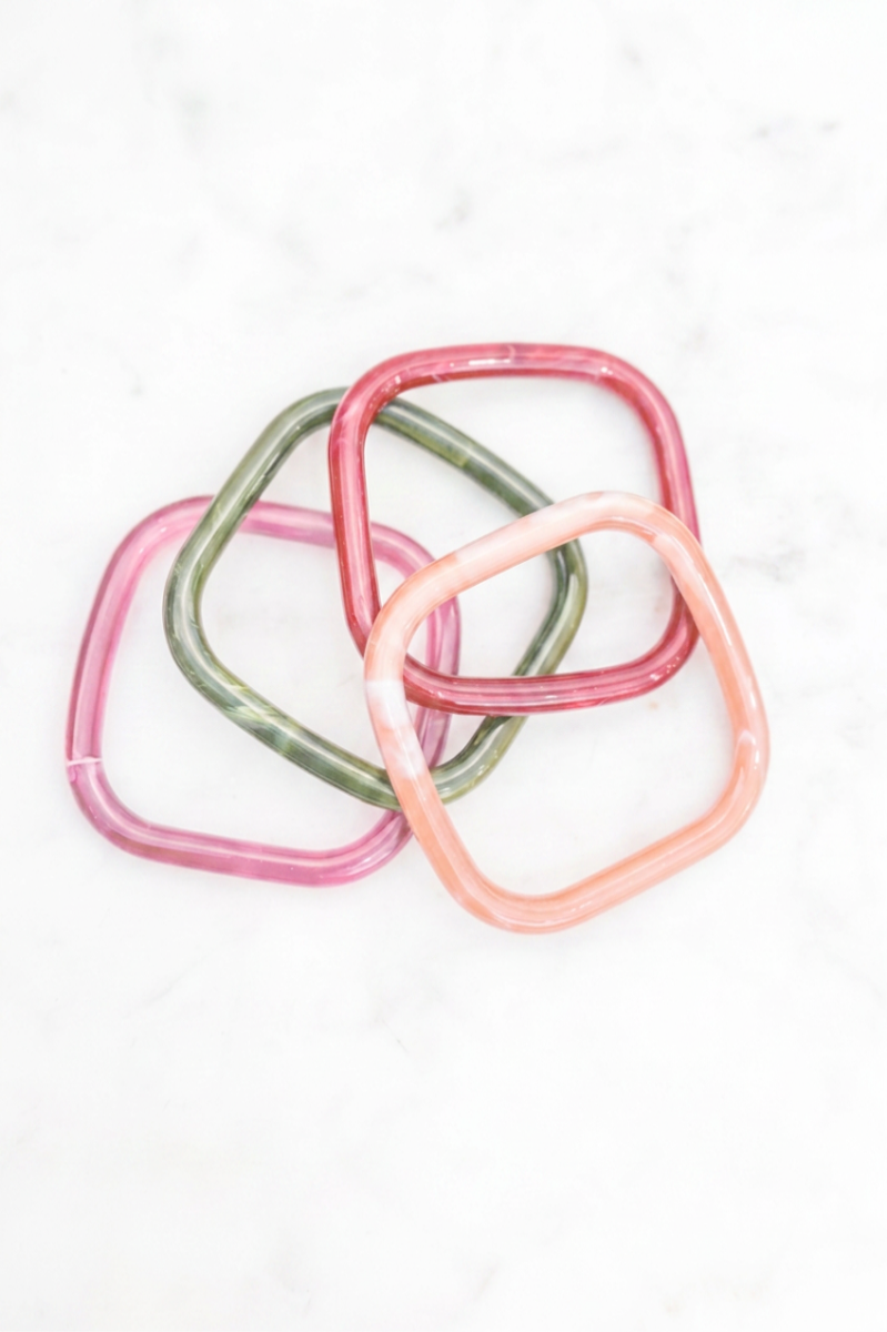 Vintage Marbled Resin Square Bangle Bracelet
