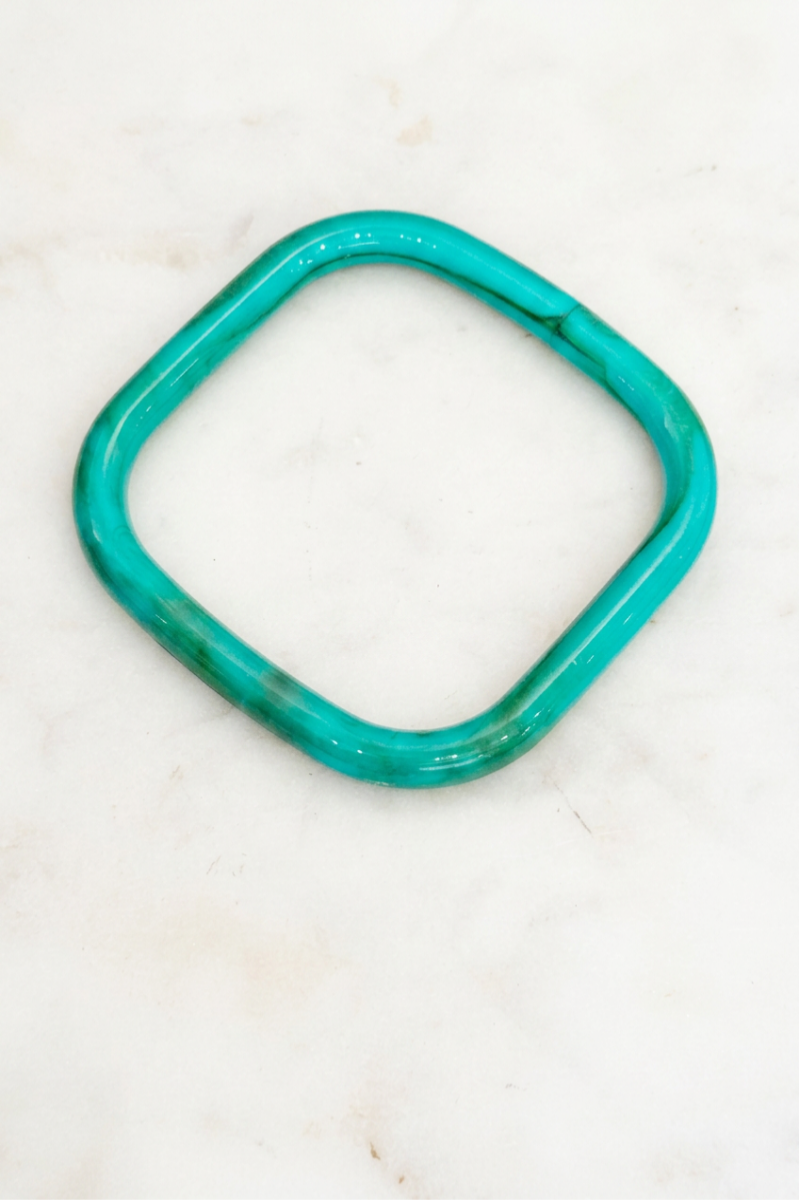 Vintage Marbled Resin Square Bangle Bracelet