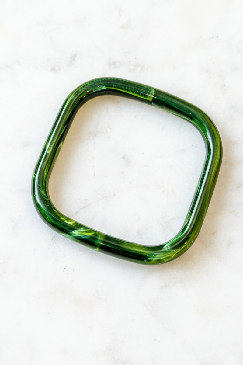 Vintage Marbled Resin Square Bangle Bracelet