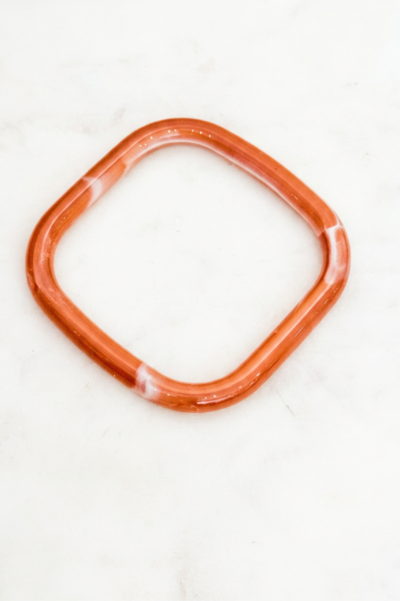 Vintage Marbled Resin Square Bangle Bracelet