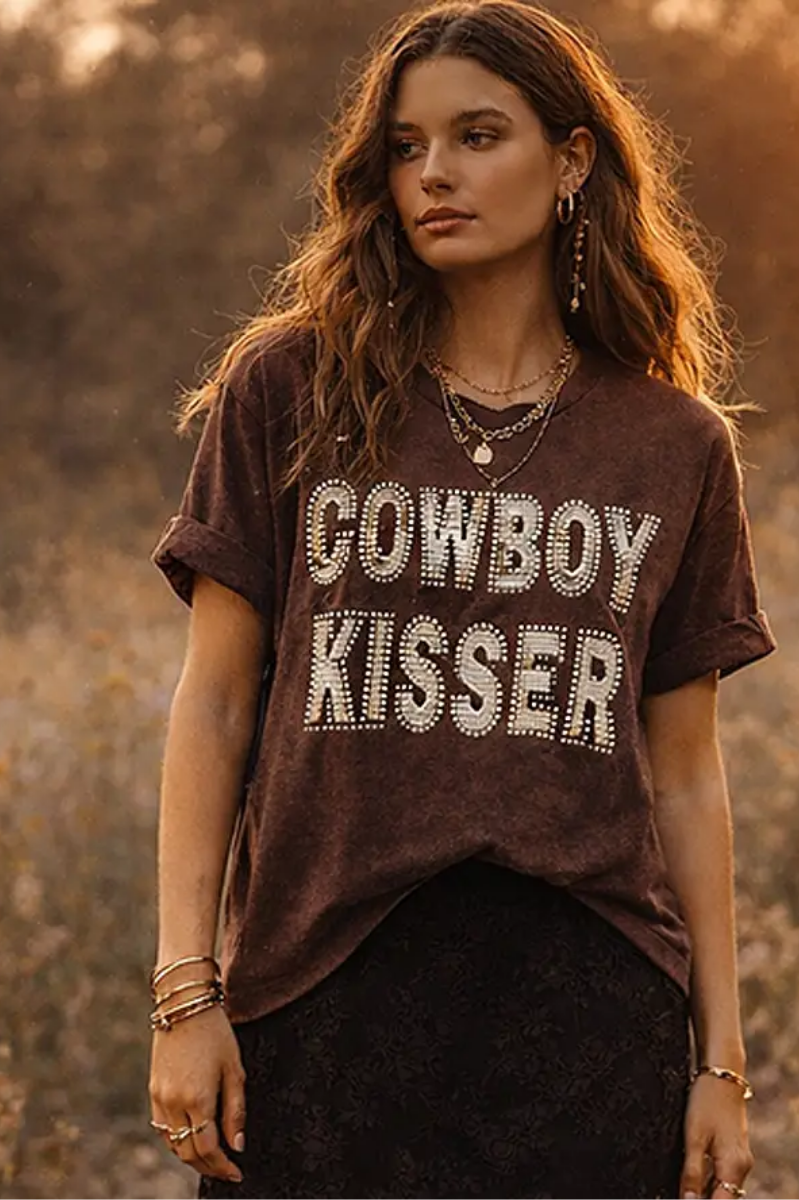 Cowboy Kisser Oversized Mineral Washed Graphic Tee