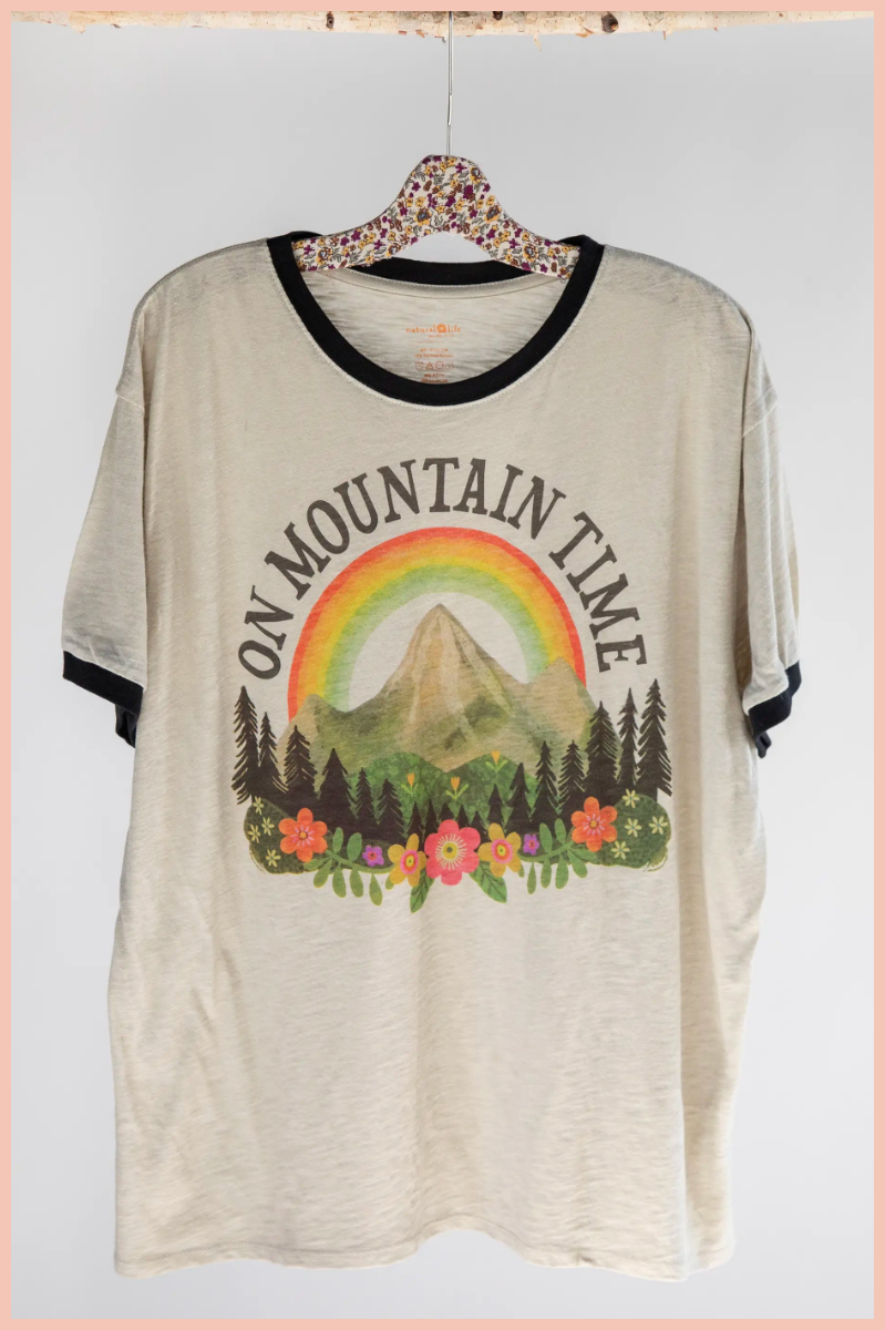 On Mountain Time Ringer Tee | Natural Life | Final Sale