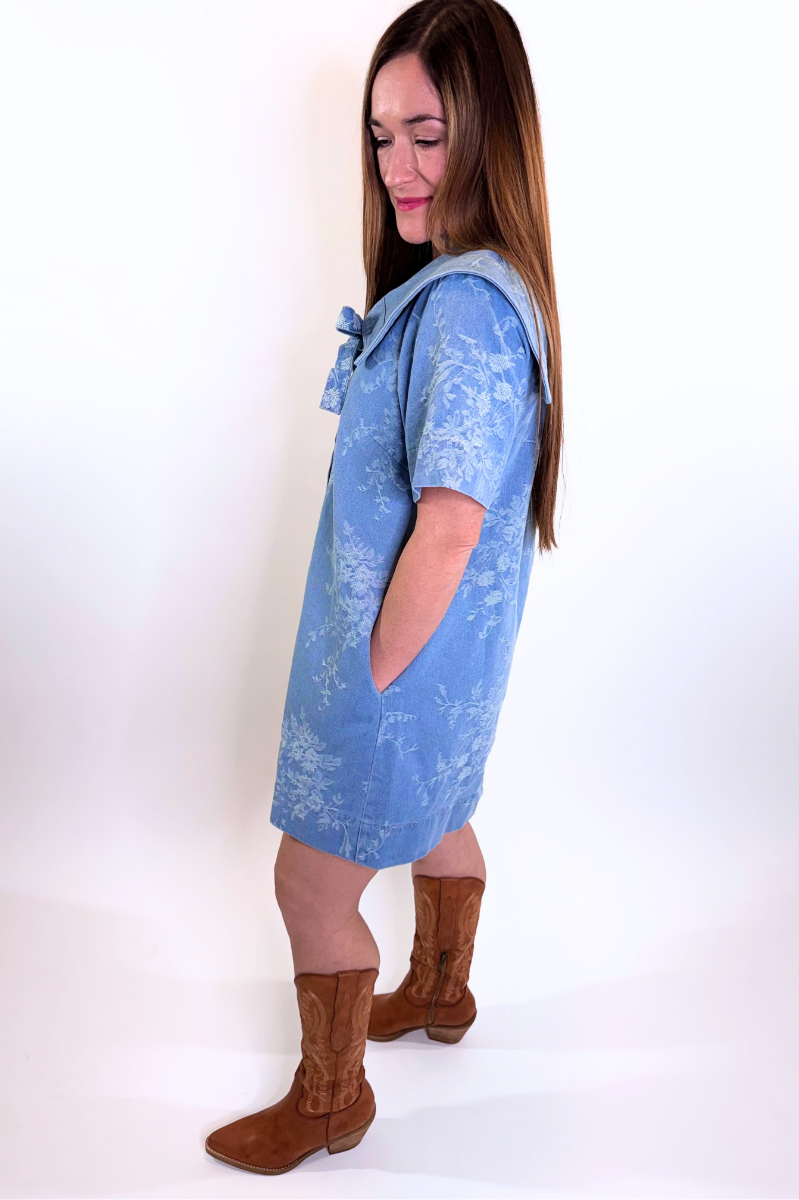 Textured Jacquard Bow Mini Dress