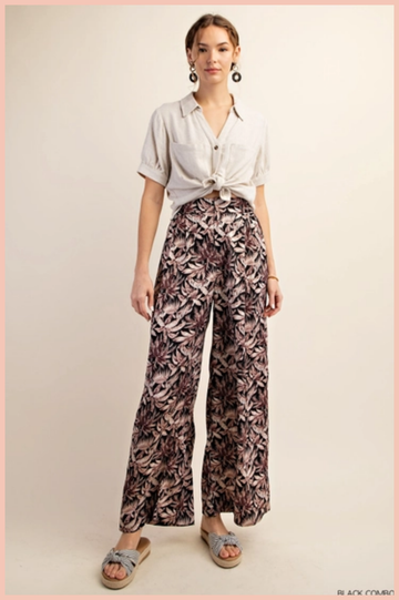 Floral Print Satin Palazzo Pants | Final Sale