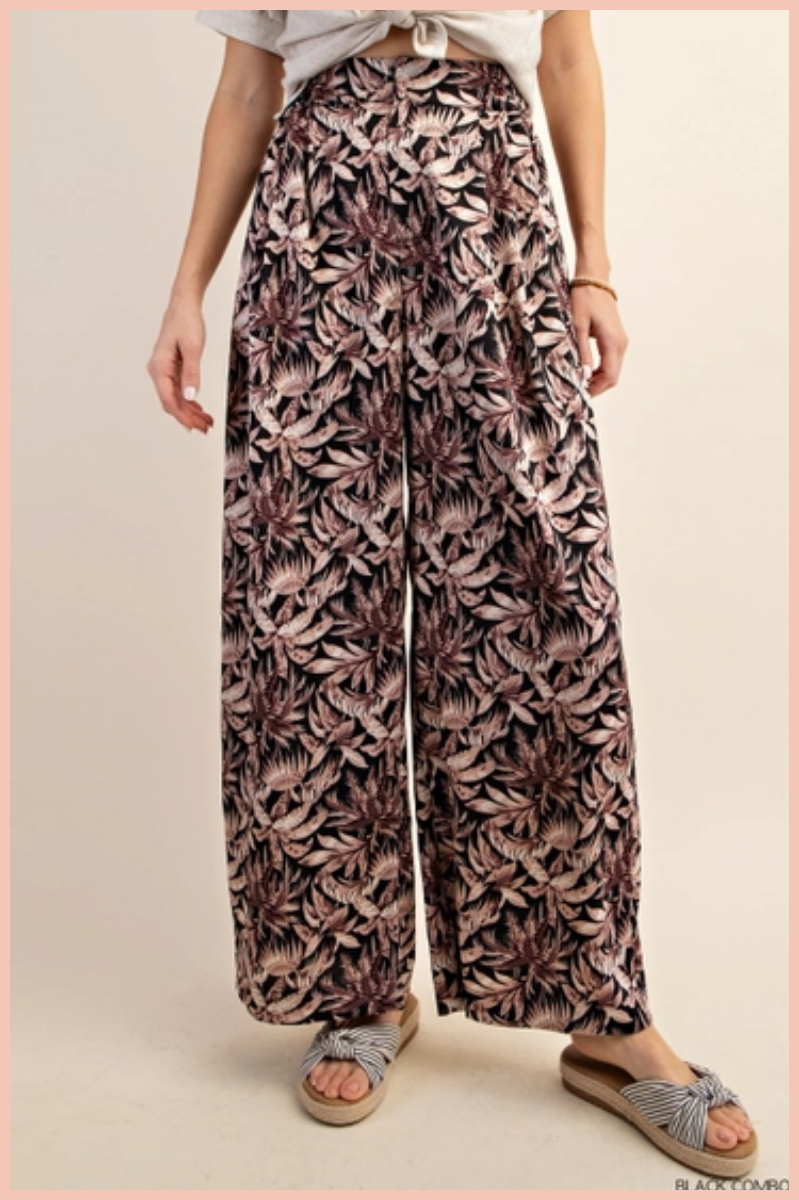 Floral Print Satin Palazzo Pants | Final Sale