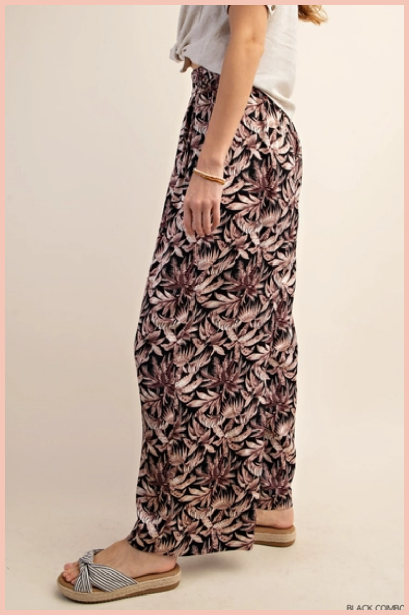 Floral Print Satin Palazzo Pants | Final Sale