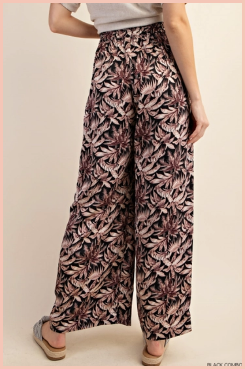 Floral Print Satin Palazzo Pants | Final Sale