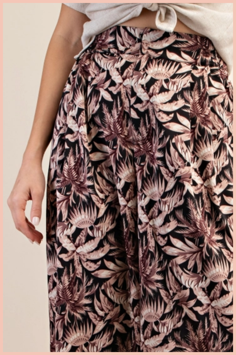 Floral Print Satin Palazzo Pants | Final Sale