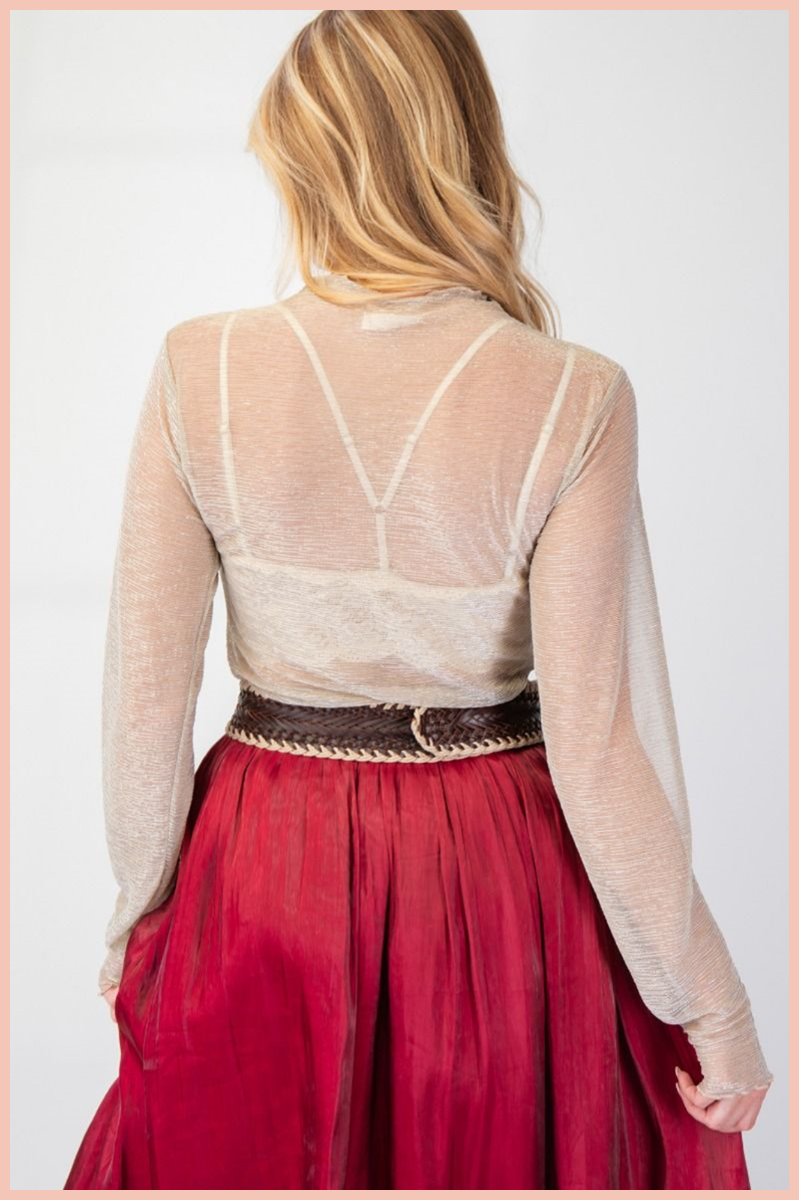 Foil Print Mesh Top