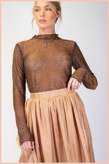Foil Print Mesh Top