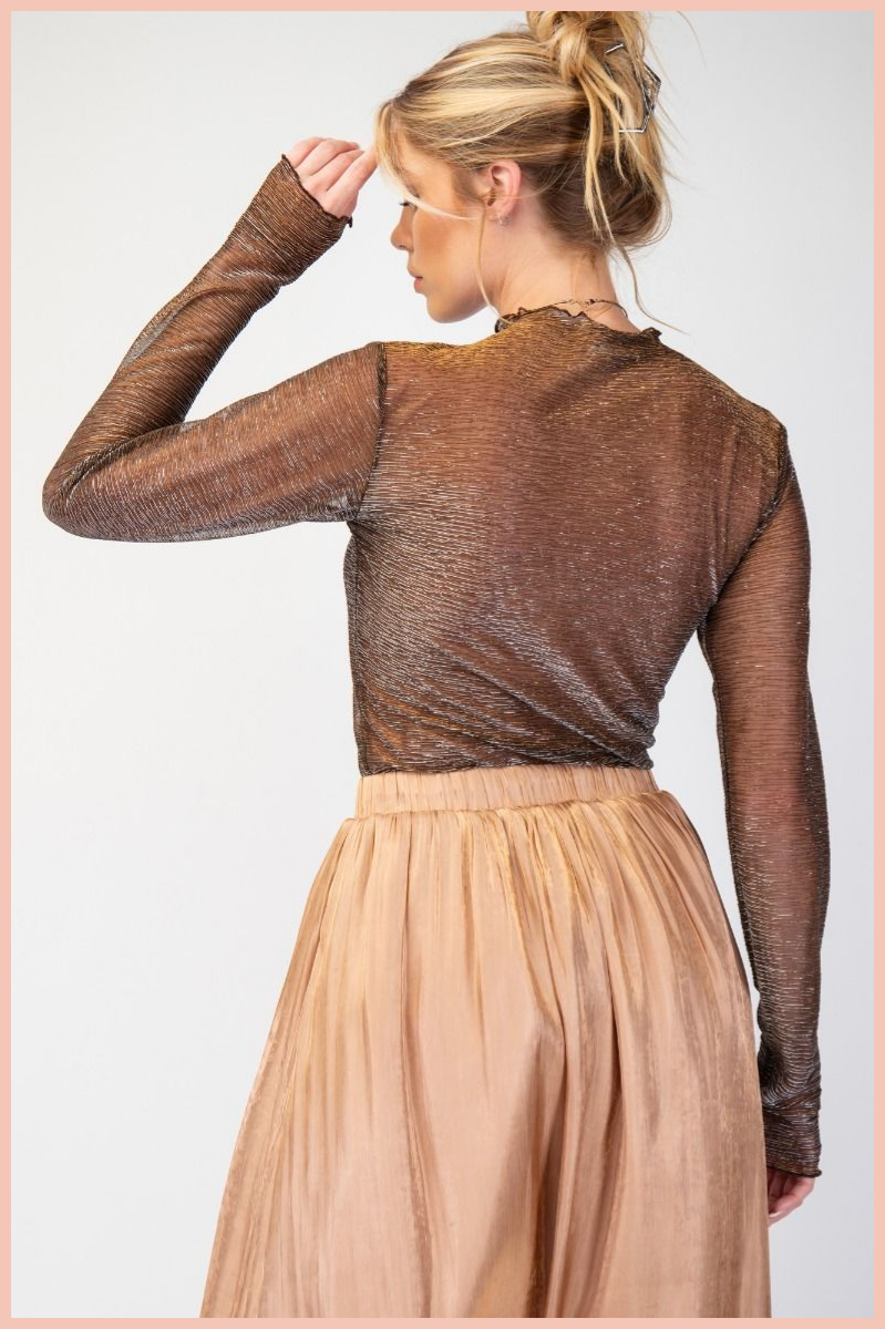 Foil Print Mesh Top