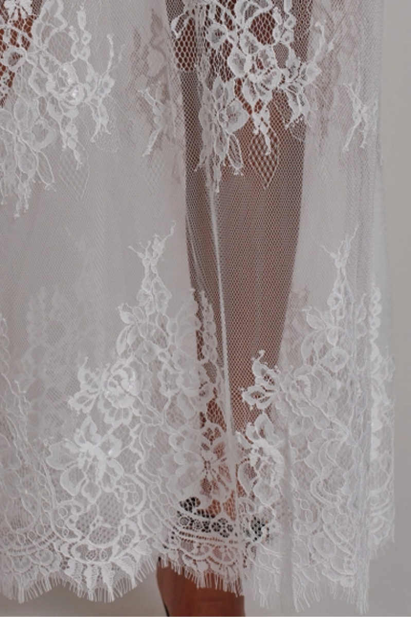 Mixed-Media T-Shirt Dress + Sheer Lace Skirt