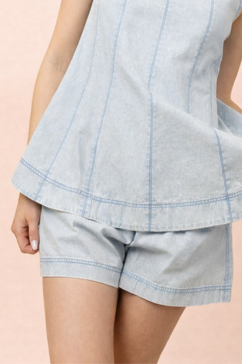 Washed Denim Swing Shorts | Final Sale