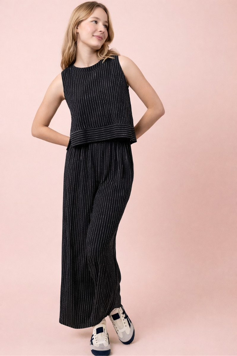 Solid Linen Blend Wide Leg Pants