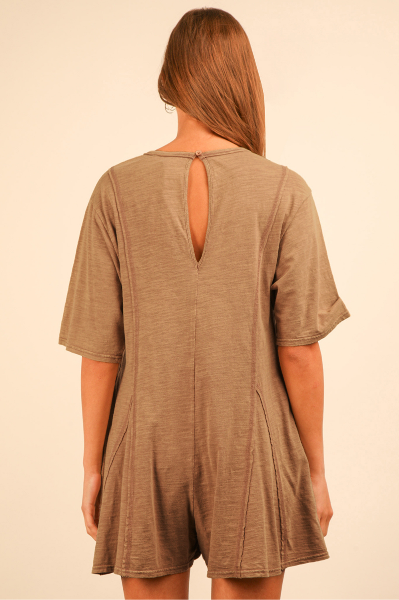 Mineral Washed Comfy Knit Romper | Final Sale