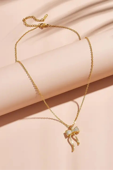 18K Stainless Steel Tarnish-Free Bow Necklace