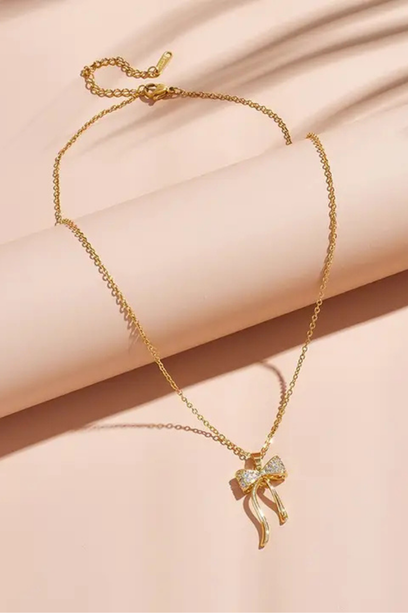 18K Stainless Steel Tarnish-Free Bow Necklace