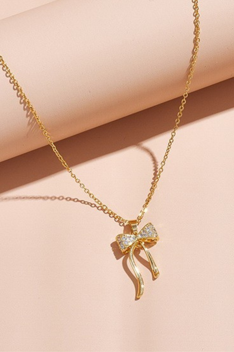 18K Stainless Steel Tarnish-Free Bow Necklace