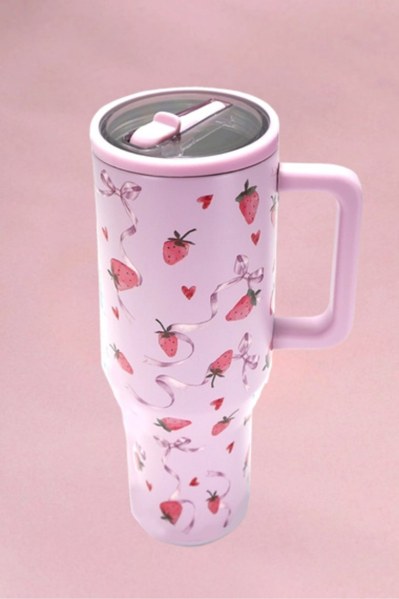 40oz Strawberry Stainless Steel Tumbler