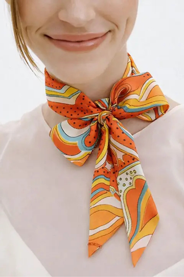 Oriental Print Skinny Scarf