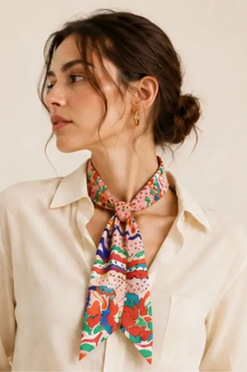 Oriental Print Skinny Scarf