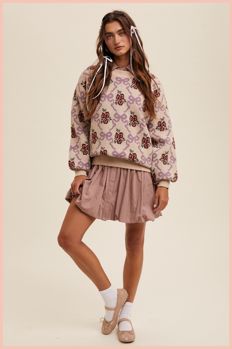 Bows and Flowers Knit Sweater | Final Sale