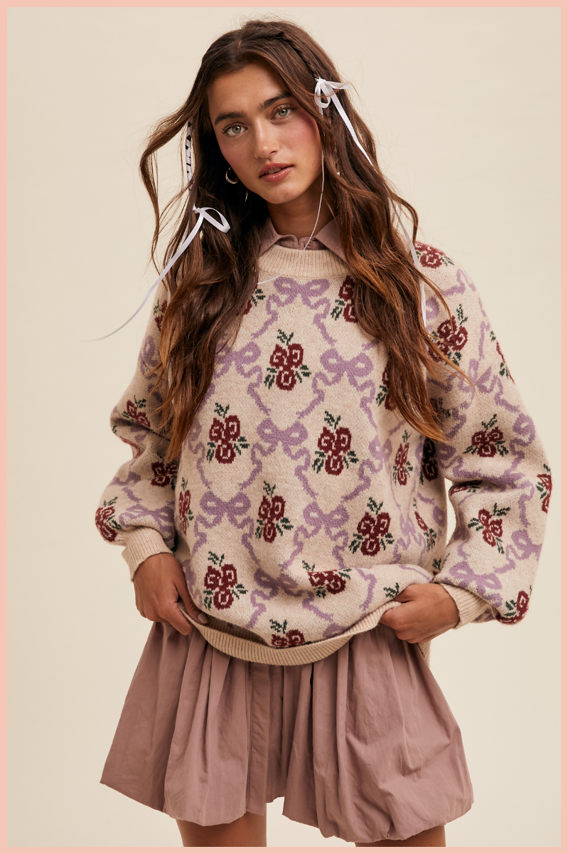Bows and Flowers Knit Sweater | Final Sale