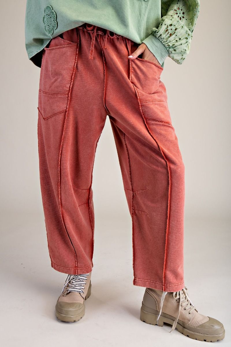 Mineral Washed Terry Knit Barrel Pants