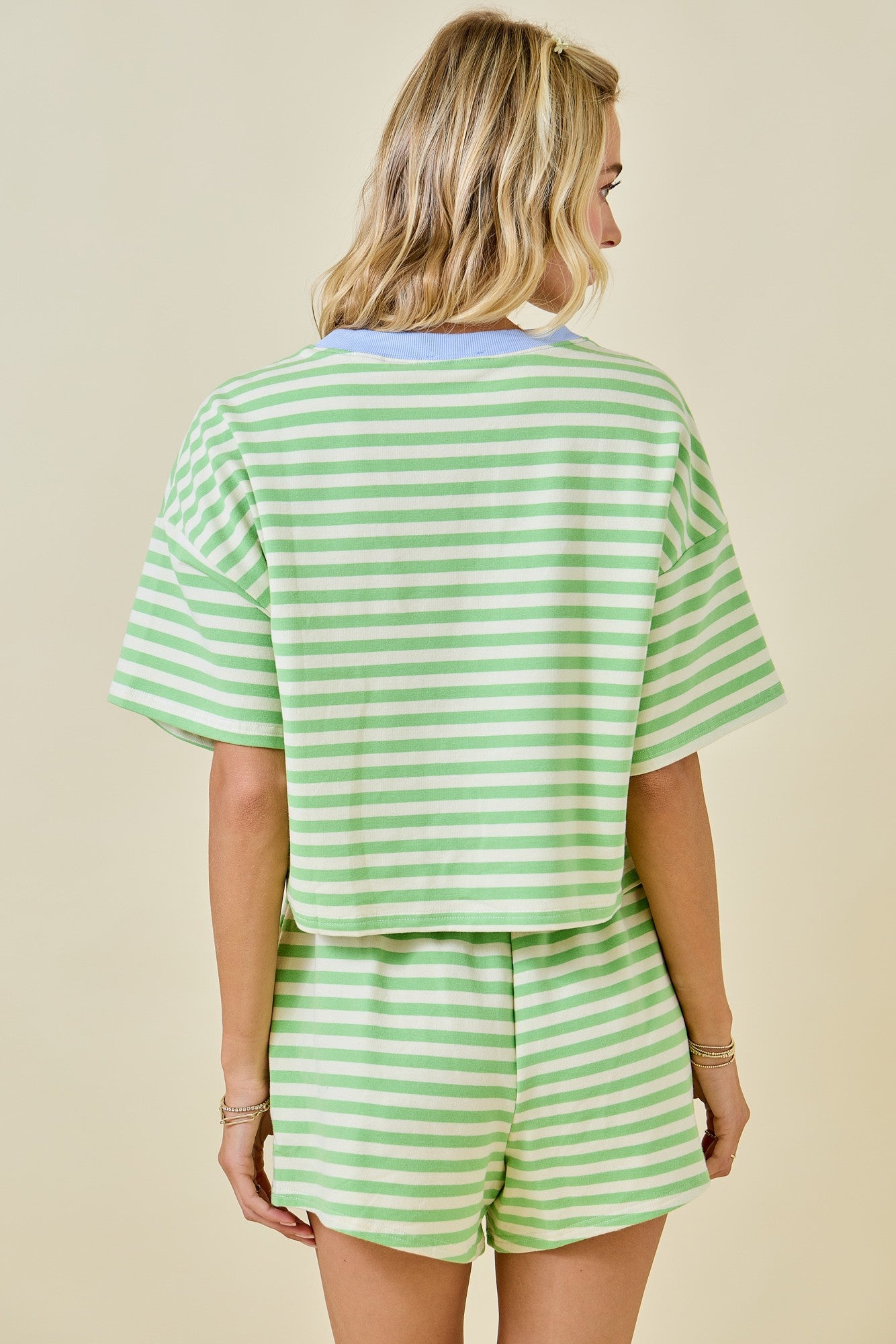 Terry Striped Shorts w/ Contrasting Waistband | Final Sale